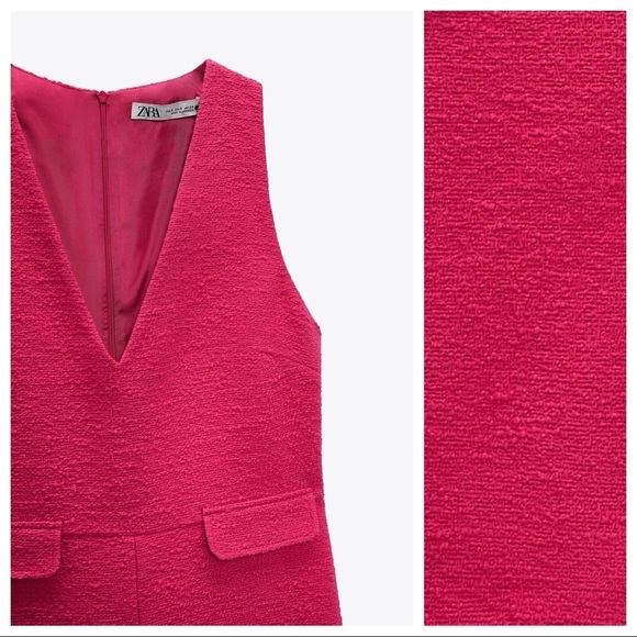 NWT. Zara Fuchsia Textured Playsuit. Size S. - Picture 6 of 8